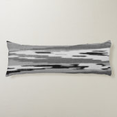 Modern abstract zwart-wit ikatpatroon lichaamskussen (Voorkant)