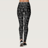 Modern Abstract zwart-wit lijngezichtspatroon Leggings (Achterkant)