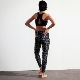 Modern Abstract zwart-wit lijngezichtspatroon Leggings