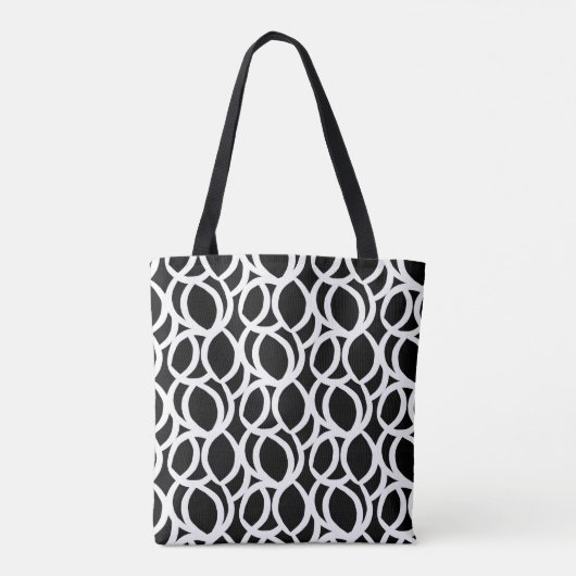 Modern Abstract zwart-wit lijnpatroon Tote Bag (Achterkant)