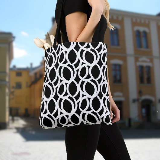 Modern Abstract zwart-wit lijnpatroon Tote Bag