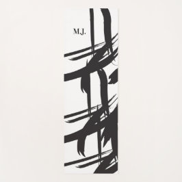 Modern Abstract zwart-wit monogram Initiaal Yogamat