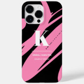 Modern Abstract zwart-wit roze monogram Case-Mate iPhone Case (Achterkant)