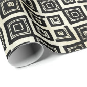 Modern Abstract zwart-wit vierkant geometrisch Cadeaupapier (Rol Hoek)