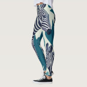 Modern Abstract Zwart Wit Zebra Streep Patroon Leggings (Links)