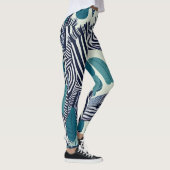 Modern Abstract Zwart Wit Zebra Streep Patroon Leggings (Rechts)