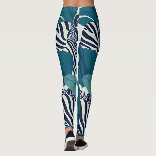 Modern Abstract zwart wit Zebra streeppatroon Leggings (Achterkant)