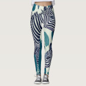 Modern Abstract zwart wit Zebra streeppatroon Leggings (Voorkant)