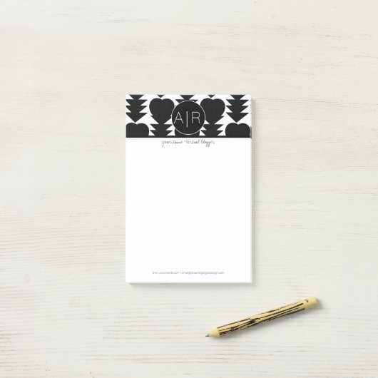 Modern Abstract zwart-wit zwart-wit Post-it® Notes (Op bureau)