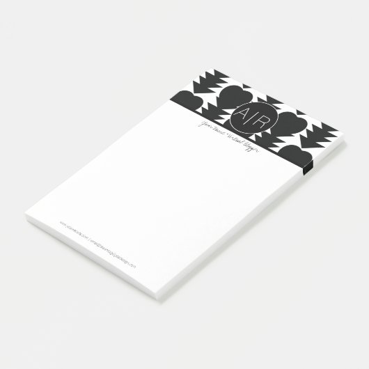 Modern Abstract zwart-wit zwart-wit Post-it® Notes (Schuin)