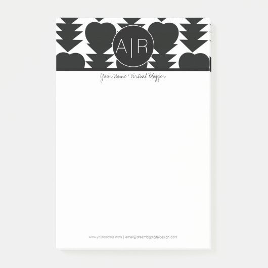 Modern Abstract zwart-wit zwart-wit Post-it® Notes (Voorkant)