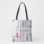 Modern Abstract Zwart Zilver Fuschia Accents Tas (Voorkant)