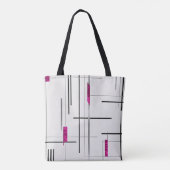 Modern Abstract Zwart Zilver Fuschia Accents Tas (Achterkant)