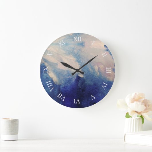 Modern AbstractBlue White Art Grote Klok (Huis)