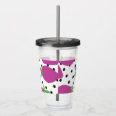 Modern Abstracte Aardbeienpatroon Acryl Drinkbeker (Rechts)