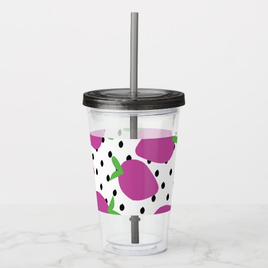 Modern Abstracte Aardbeienpatroon Acryl Drinkbeker (Voorkant)