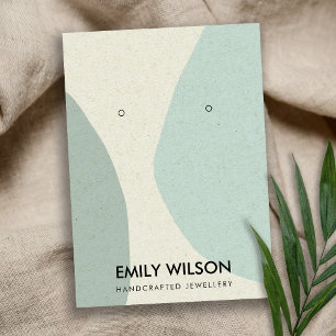MODERN ABSTRACTE AQUA BLUE ART EARRING DISPLAY VISITEKAARTJE