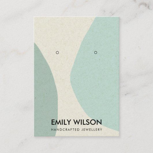 MODERN ABSTRACTE AQUA BLUE ART EARRING DISPLAY VISITEKAARTJE (Voorkant)