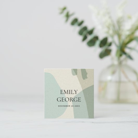 MODERN ABSTRACTE AQUA BLUE ART WEDDING WEBSITE VIERKANTE VISITEKAARTJE (Staand voorkant)