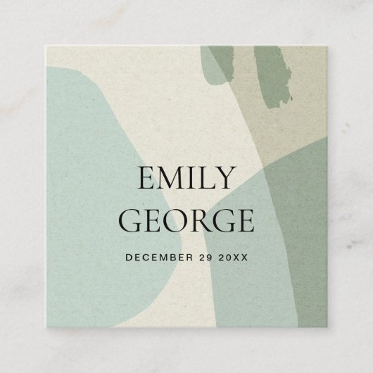 MODERN ABSTRACTE AQUA BLUE ART WEDDING WEBSITE VIERKANTE VISITEKAARTJE (Voorkant)