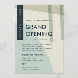 MODERN ABSTRACTE AQUA BLUE GRAND OPENEN GEBEURTENI KAART