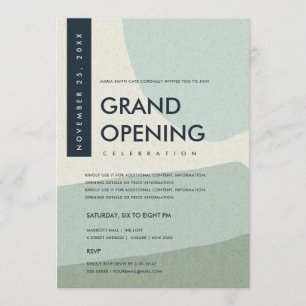 MODERN ABSTRACTE AQUA BLUE GRAND OPENEN GEBEURTENI KAART