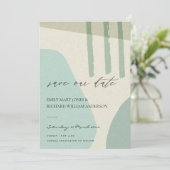 MODERN ABSTRACTE AQUA BLUE KRAFT ARTISTIC ART SAVE THE DATE (Staand voorkant)