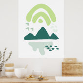 Modern Abstracte bergmeer Scene Poster (Keuken)