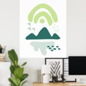 Modern Abstracte bergmeer Scene Poster (Thuiskantoor)