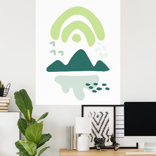 Modern Abstracte bergmeer Scene Poster (Thuiskantoor)