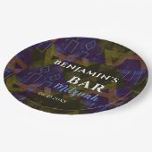 Modern Abstracte Blauwe Bar Mitzvah Bold Papieren Bordje (Gekanteld)