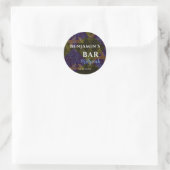Modern Abstracte Blauwe Bar Mitzvah Bold Ronde Sticker (Tas)