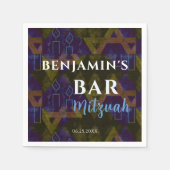 Modern Abstracte Blauwe Bar Mitzvah Bold Servet (Voorkant)