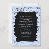 Modern Abstracte Blue Music Wedding Invite Kaart (Voorkant)