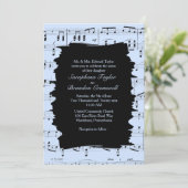Modern Abstracte Blue Music Wedding Invite Kaart (Staand voorkant)