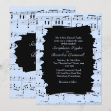 Modern Abstracte Blue Music Wedding Invite