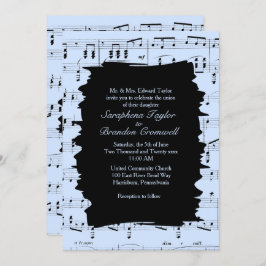 Modern Abstracte Blue Music Wedding Invite Kaart