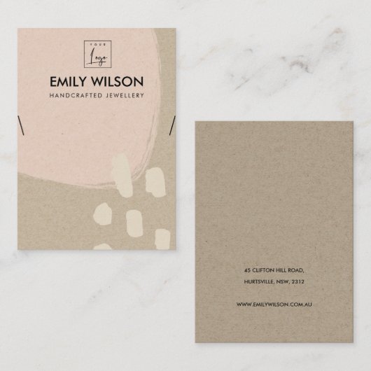 MODERN ABSTRACTE BLUSH PEACH KRAFT KETTING DISPLAY VISITEKAARTJE (Voorkant / Achterkant)