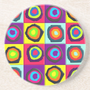 Modern Abstracte Cirkels Patroon Zandsteen Onderzetter