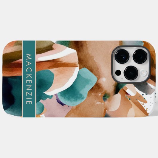 Modern Abstracte Earth Tones Terracotta Blauwgroen Case-Mate iPhone Case (Achterkant (horizontaal))