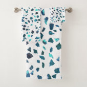Modern Abstracte gemarmerde Turquoise Terrazzo Bad Handdoek (Insitu)
