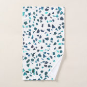Modern Abstracte gemarmerde Turquoise Terrazzo Bad Handdoek (Handdoek)