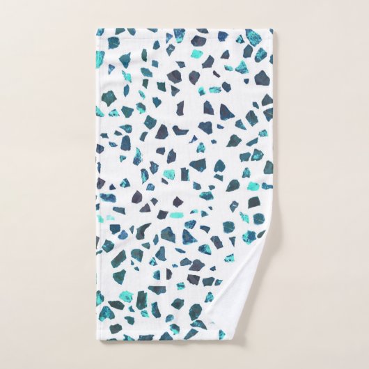 Modern Abstracte gemarmerde Turquoise Terrazzo Bad Handdoek (Handdoek)