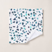 Modern Abstracte gemarmerde Turquoise Terrazzo Bad Handdoek (Wasdoekje)