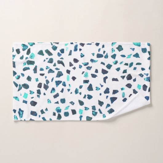 Modern Abstracte gemarmerde Turquoise Terrazzo Bad Handdoek (Handdoek)