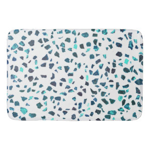 Modern Abstracte gemarmerde Turquoise Terrazzo Badmat
