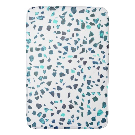 Modern Abstracte gemarmerde Turquoise Terrazzo Badmat (Voorkant Verticaal)