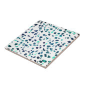 Modern Abstracte gemarmerde Turquoise Terrazzo Tegeltje (Zijkant)