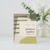 MODERN ABSTRACTE GROENE KUNSTSTISCHE WEDDING DANK  BRIEFKAART (Staand voorkant)