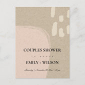MODERN ABSTRACTE KRAFT BLUSH PEACH COUPLY SHOWER UITNODIGING BRIEFKAART (Voorkant)
